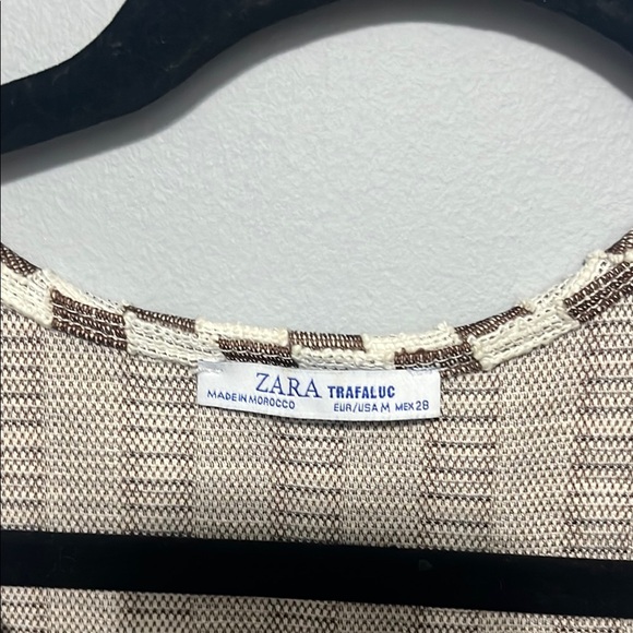 Zara Striped Brown and Cream Dress - Picture 3 of 6